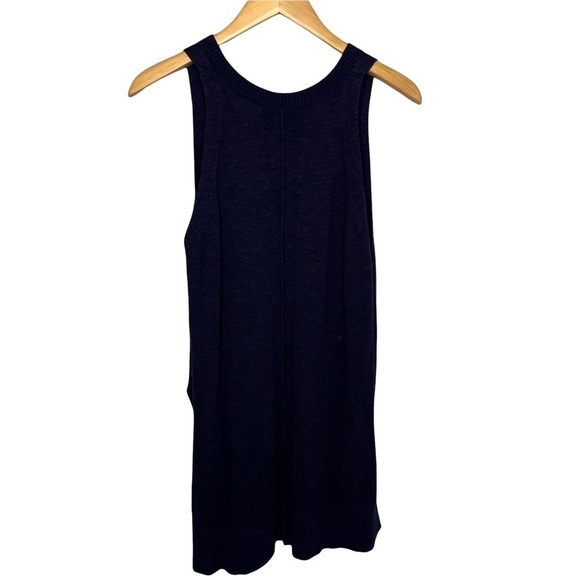 Anthropologie Sleeveless V Neck Sweater High Low Navy Blue Size Medium - Picture 3 of 10